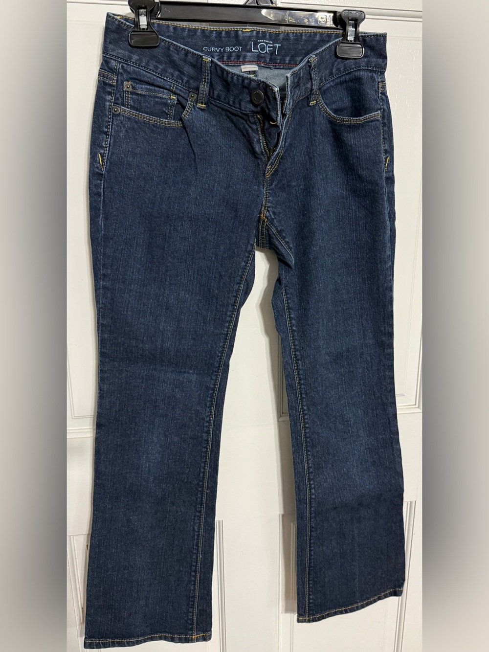 Ann Taylor Boot Cut Jeans in Dark Blue Denim